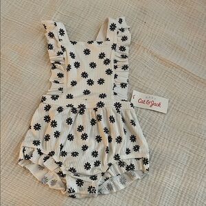 Cat & Jack White Romper with Black Floral Design